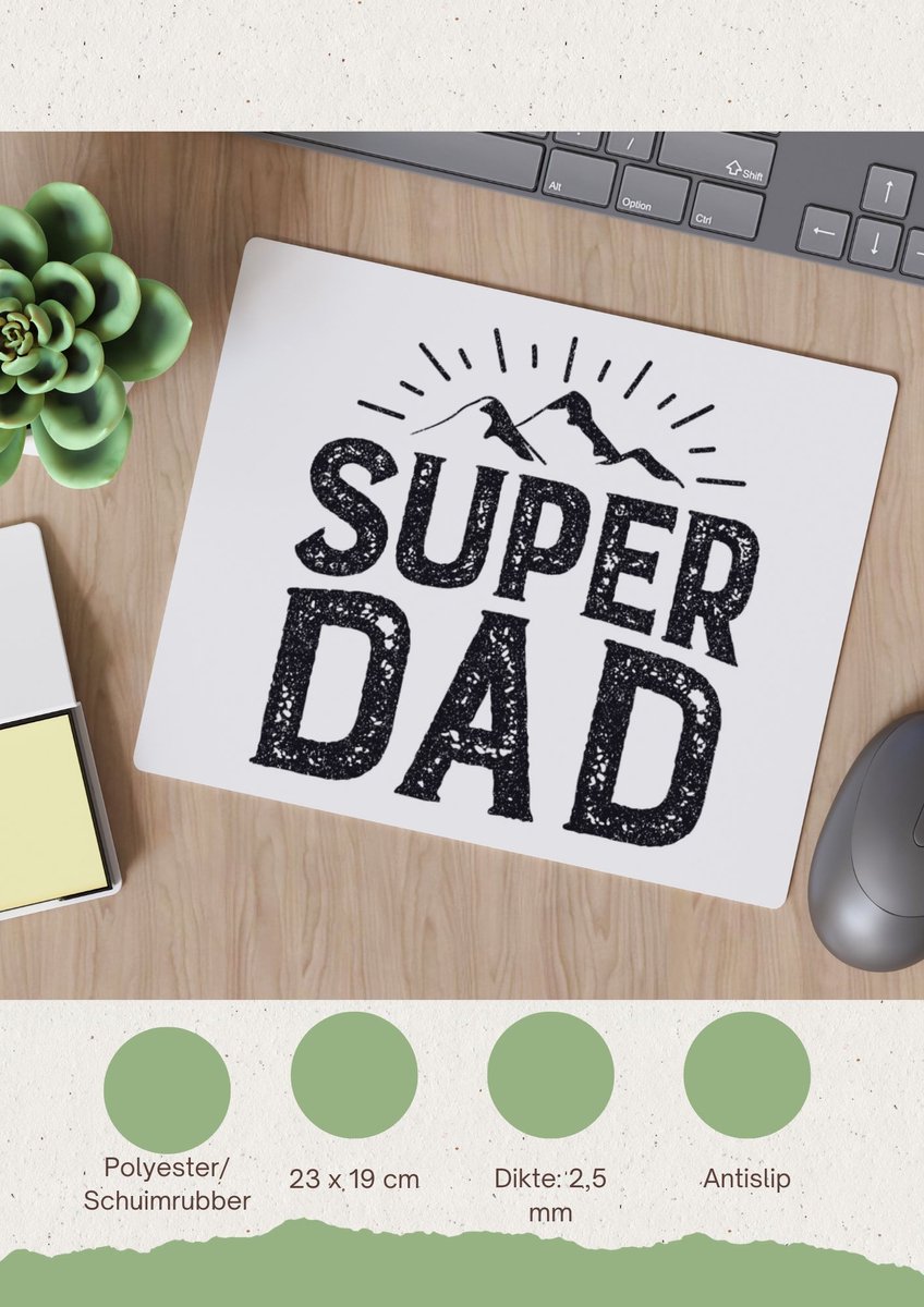 Akyol - super dad Muismat - Papa - vader - cadeau - vaderdag - 23 bij 19 cm
