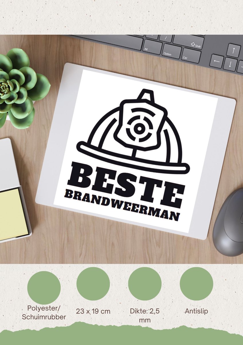 Akyol - beste brandweerman Muismat - Beste brandweerman - collega - cadeau - 23 bij 19 cm