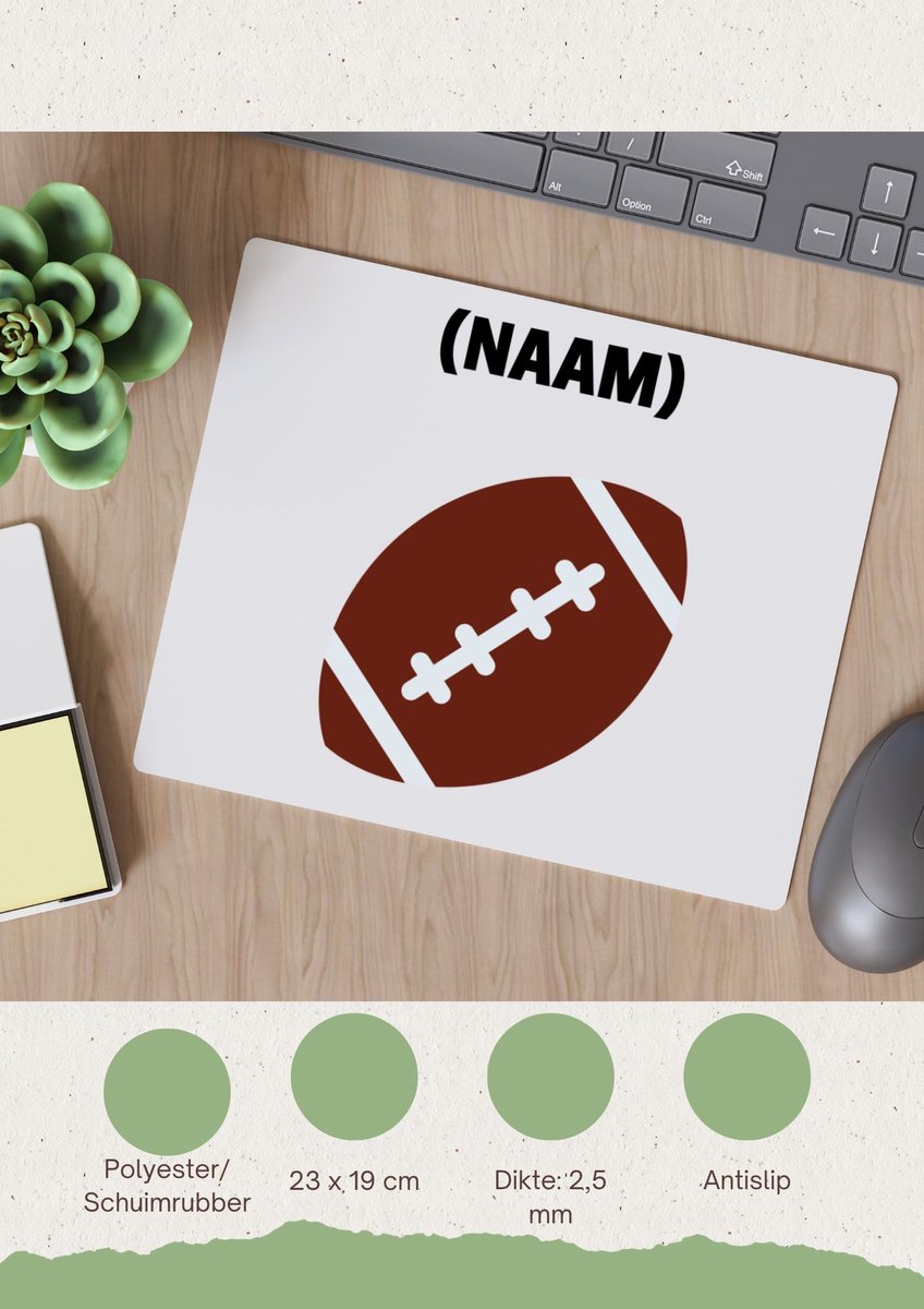 Image of Akyol - american football met eigen naam Muismat - Sport - sporter - american footbaal - 23 bij 19 cm