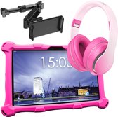 AngelTech Luxe OnderwegPakket XL – Kindertablet XL Roze + Kinderkoptelefoon + Tablethouder - Kindertablet Vanaf 3 Jaar – Kinder Tablet – Kids Tablet - Tablet voor Kinderen
