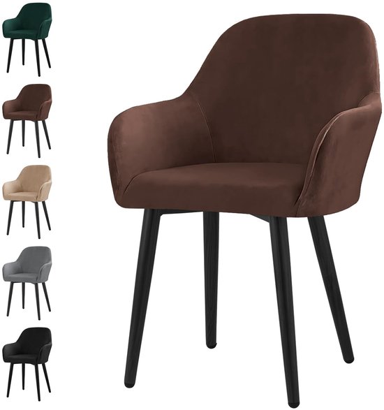 Set van 4 ronde elastische fluwelen stoelhoezen met lage rug en grote