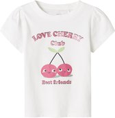 T-shirt Filles NAME IT NMFVIBEKE CAPSL TOP - Cherry White brillant