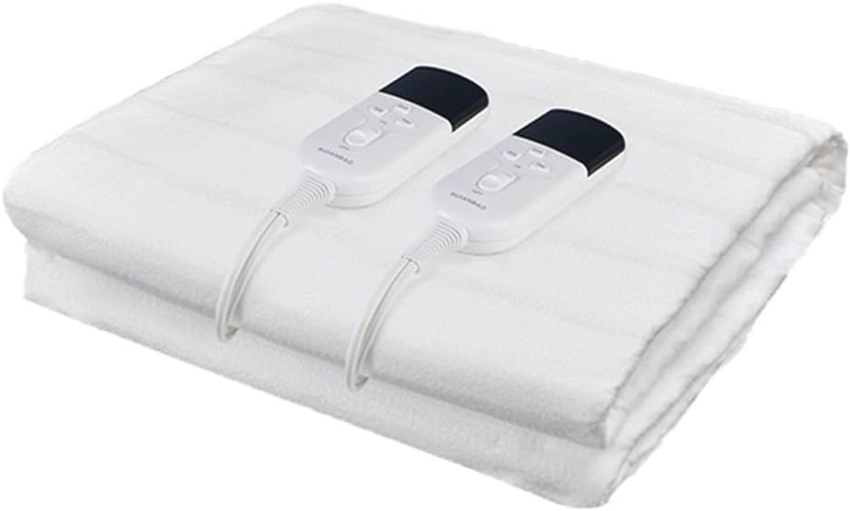Dubbele Elektrische Deken 160 x 140 cm - 3 Warmtestanden, Machinewasbaar, Automatische Uitschakeling, Oververhitting Beveiliging, Comfortabel en Warm, Geschikt voor Standaard Matrassen, Wit