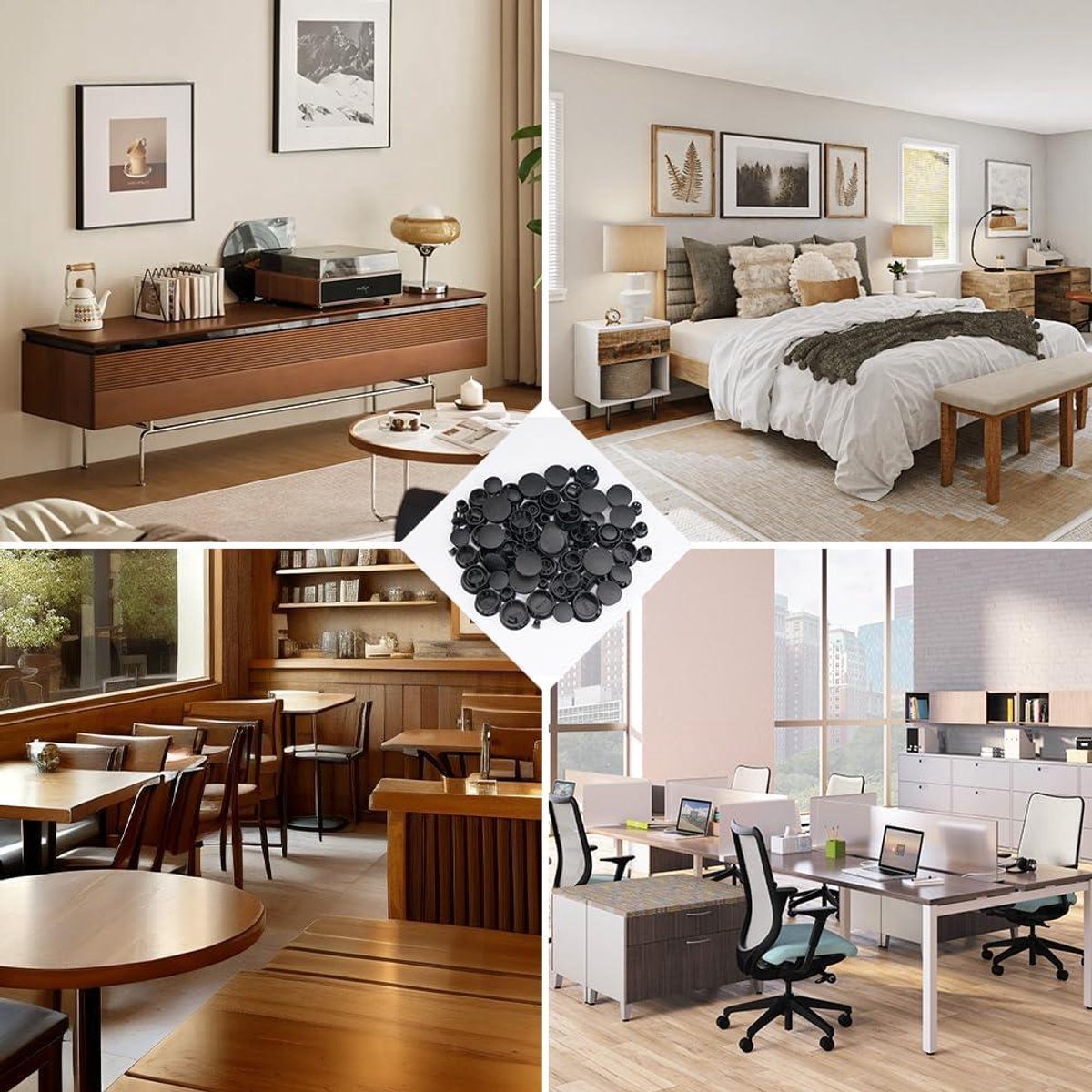 160 stuks 8 mm boorgat afdekkappen plastic gat pluggen boren deksel pluggen ronde schroef gat cover, voor meubels keukenkast plank kledingkast boekenkast planken (zwart, wit
