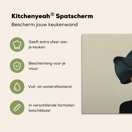 Crédence de Cuisinière en Aluminium 70x50 cm - Femme - Vert - Chapeau - Écran Pare-éclaboussures pour Plaque de Cuisson - Protection Murale