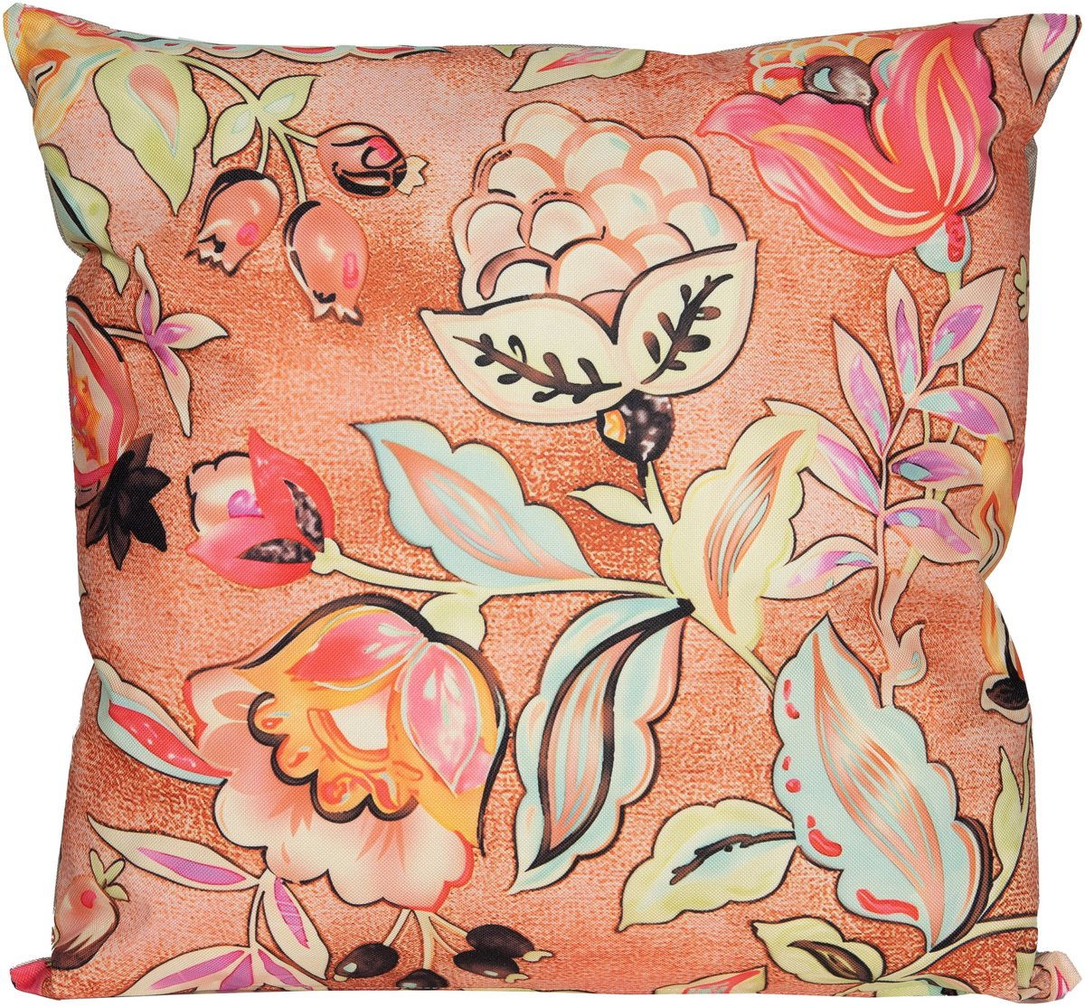 Anna's Collection Sierkussen voor binnen en buiten - wild flowers - terracotta - 60 x 60 cm - tuinkussen