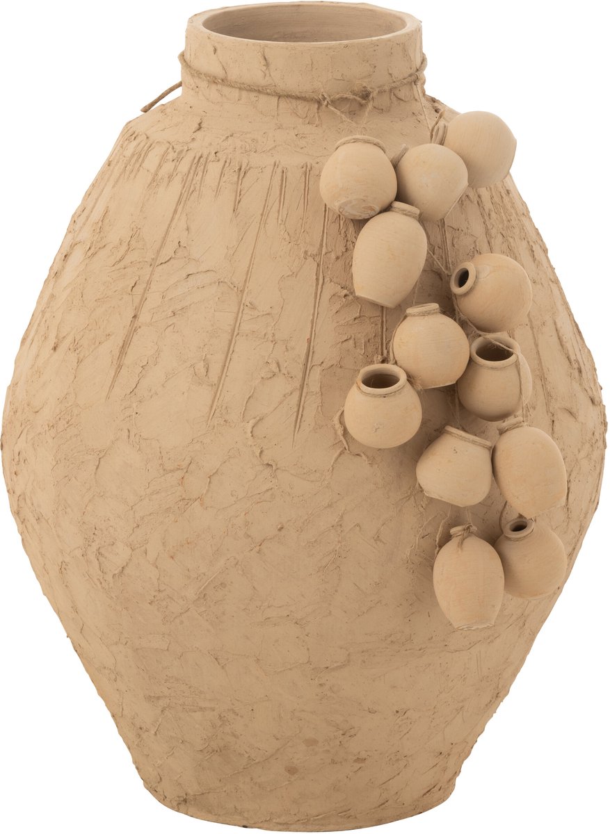 J-Line vaas + hangpotjes - keramiek - naturel - Ø 45 cm