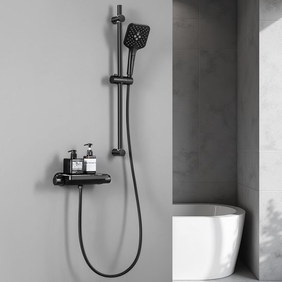 Lonheo max Doucheset Thermostaatkraan met Glijstang - Handdouche met 3 straalstanden