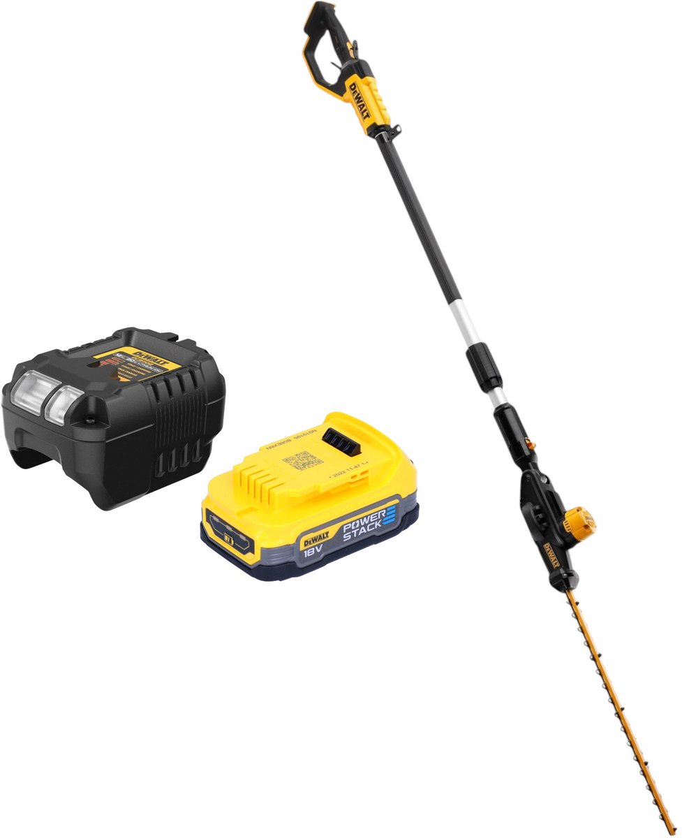 DeWalt DCMPH 566 E1 accu heggenschaar 18 V 55 cm + 1x Powerstack accu 1.7 Ah + lader