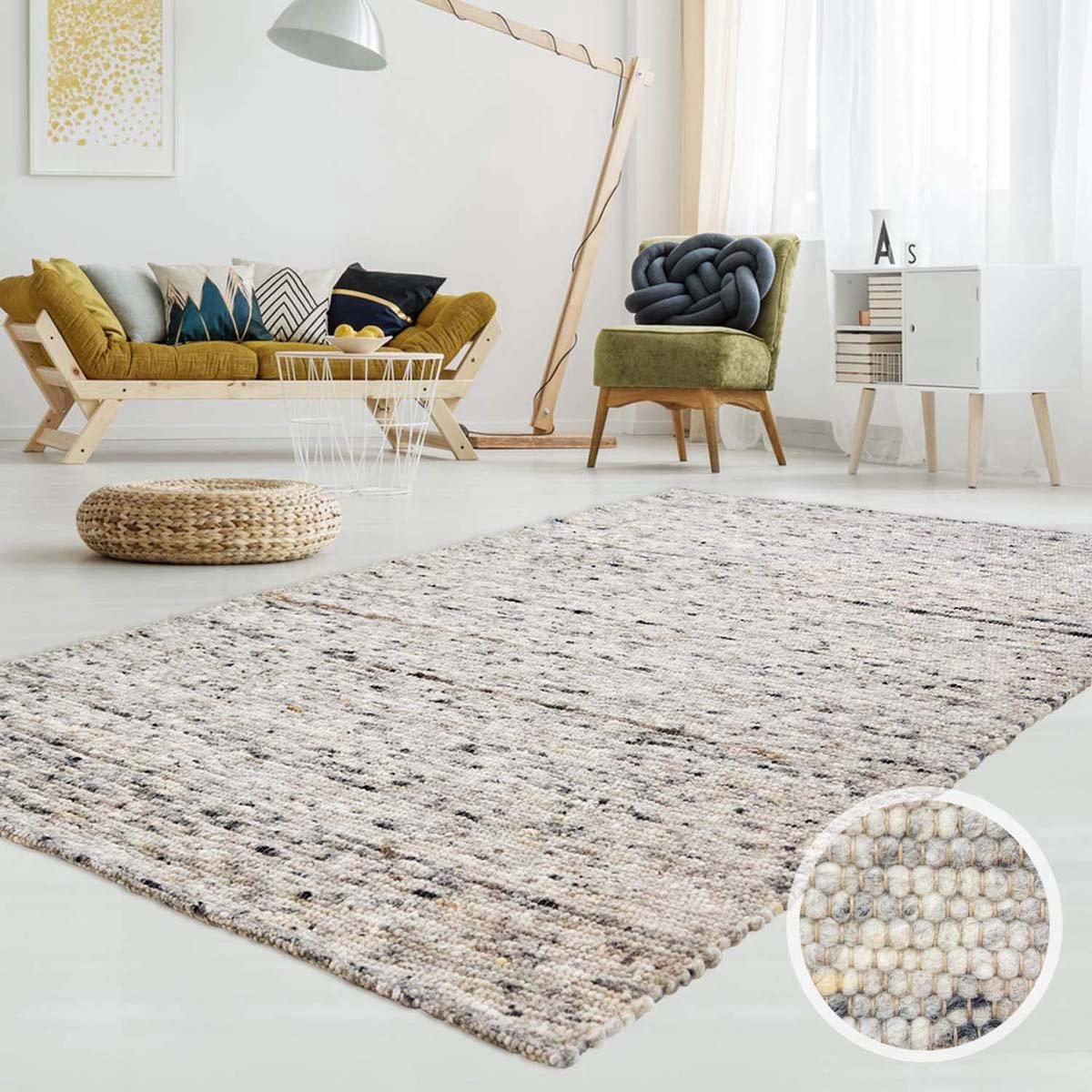 Wollen vloerkleed - Ylva grijs 200x240