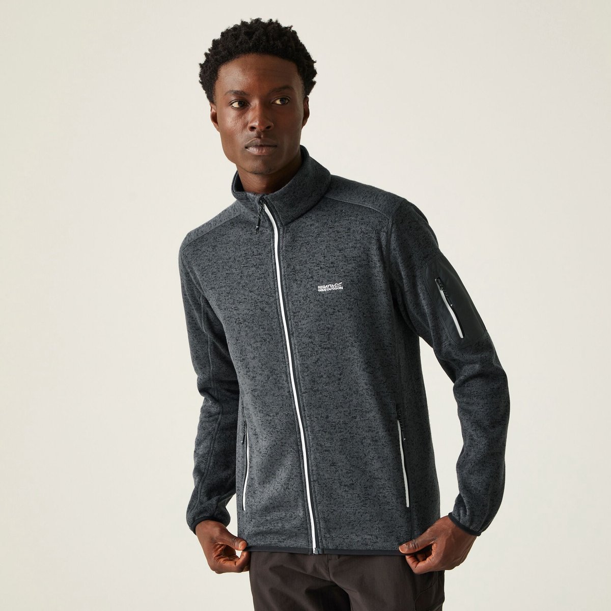 Fleece Heren Hiking Hoge Kraag Newhill Grijs