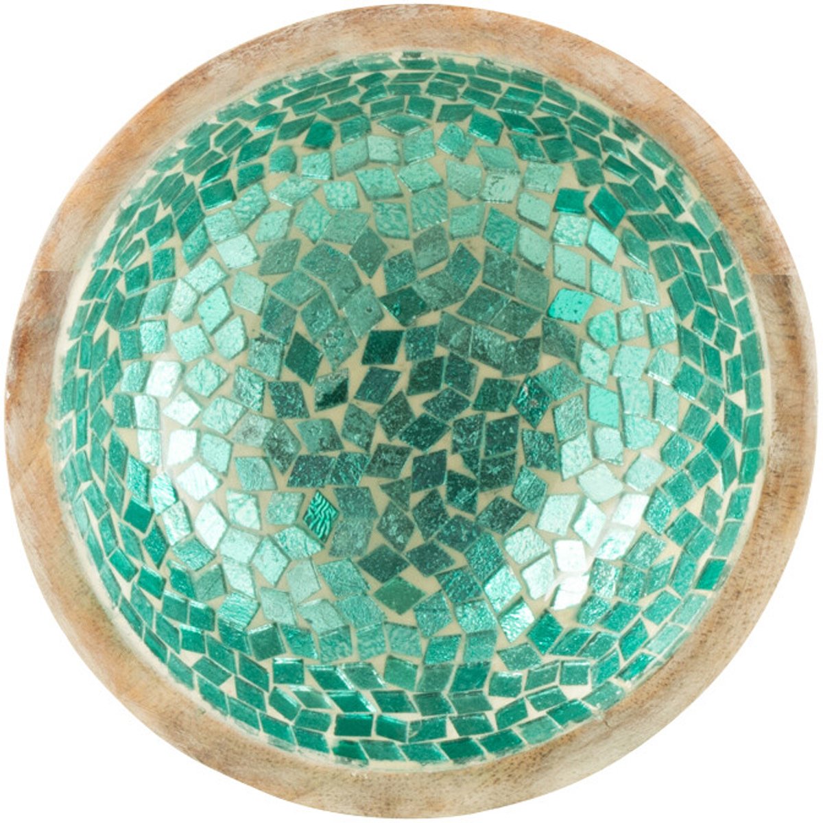 J-Line kom Mozaiek - hout - groen - small