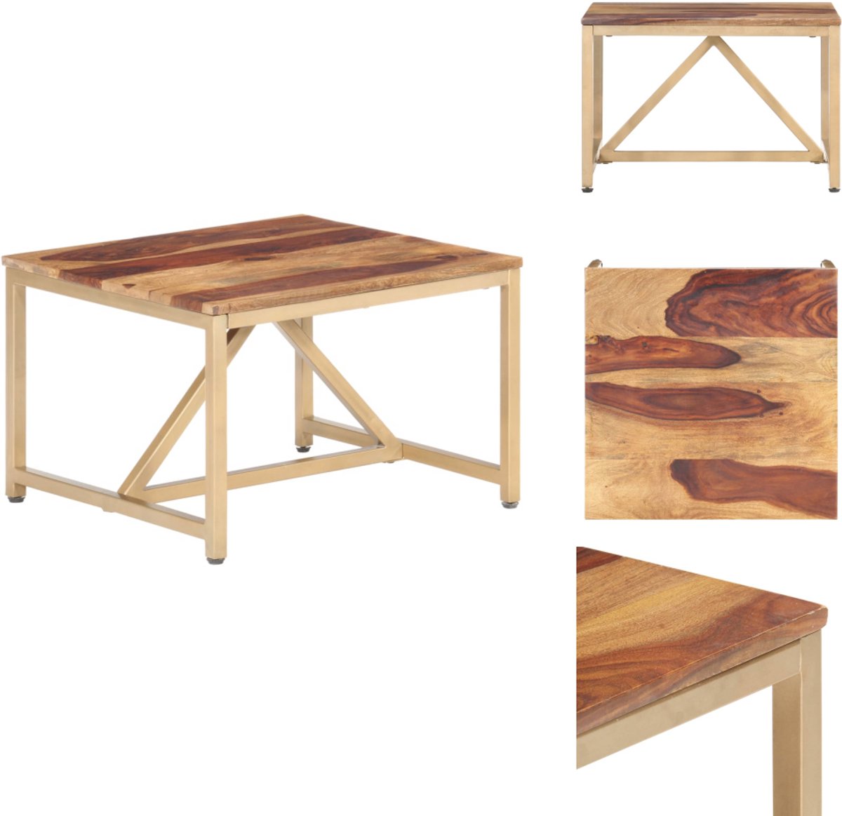 vidaXL Bijzettafel - 60x60x40 - cm - massief - hout Bruin