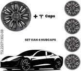 4 Stuks Wieldop Wieldoppen voor Model Y 2020 Tot 2023, 19 Inch Roest Wieldoppen, Matzwarte Stijlvolle Vervangende Wielnaafdoppen Velgbeschermers Hoes voor Model Y Accessoires