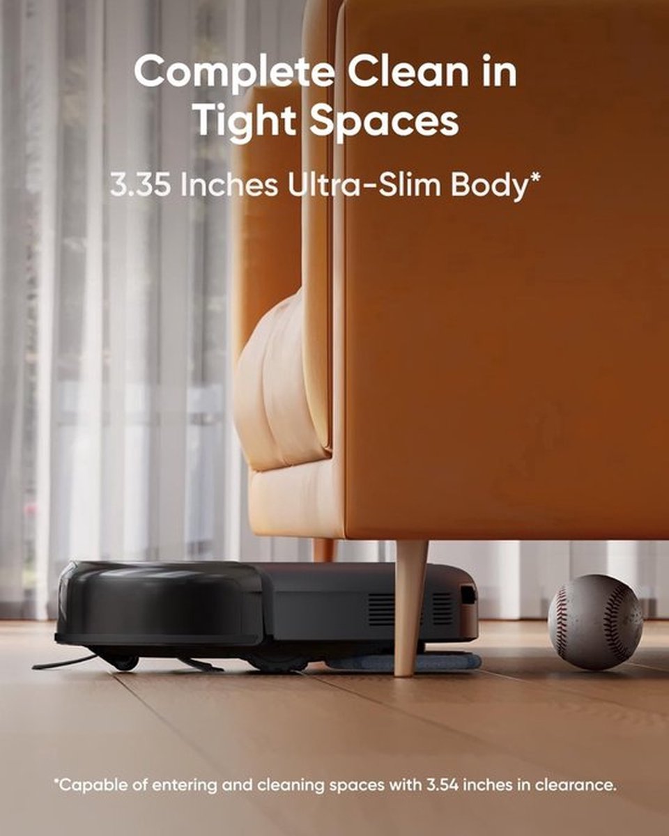 eufy Clean Omni C20 Robotstofzuiger met reinigingsstation en Vervangingssets - Robot Vacuum - 7.000 Pa Zuigkracht, Ronddraaiende Dweilpads, Met Objectdetectie, 8,5 cm Ultraplat Design, Zwart — afbeelding 6