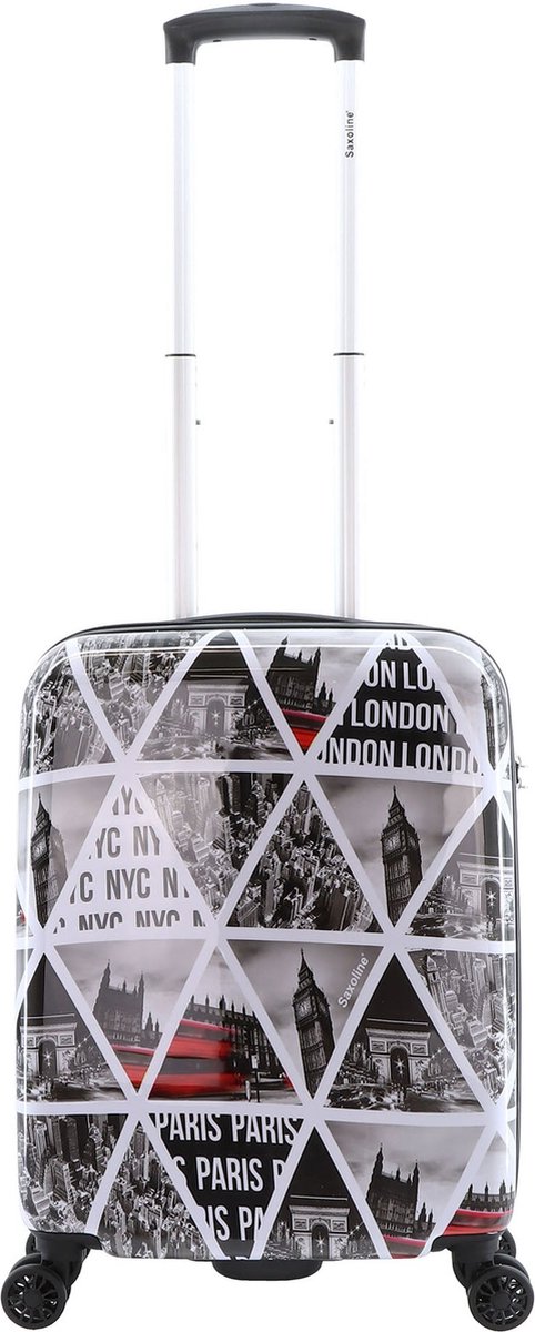 Saxoline harde Handbagage Koffer | Trolley | Reiskoffer - 55cm (S) - Cities Print - Bedrukt / Small