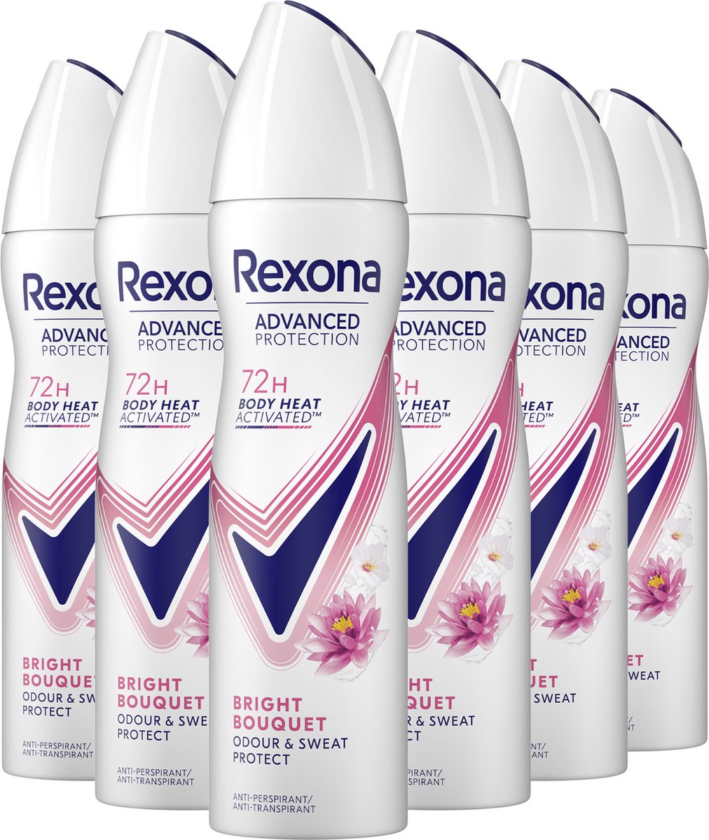 Rexona Women Advanced Protection Anti-Transpirant Spray - Bright Bouquet - met Body Heat Activated Technologie - 6 x 150 ml