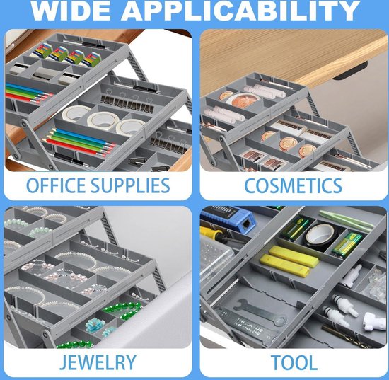 Yuhtech 3 Tier Lade Organizer, Opvouwbare Uitbreidbare Lade Organizer