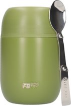 Thermos Voedselcontainer met Lepel - Thermoskan - Voedsel container voor noodles, soep, havermout, ijs, babyvoeding en meer! - Yoghurt beker to go - Thermosbeker voor het meenemen van eten - Legergroen- 420ml