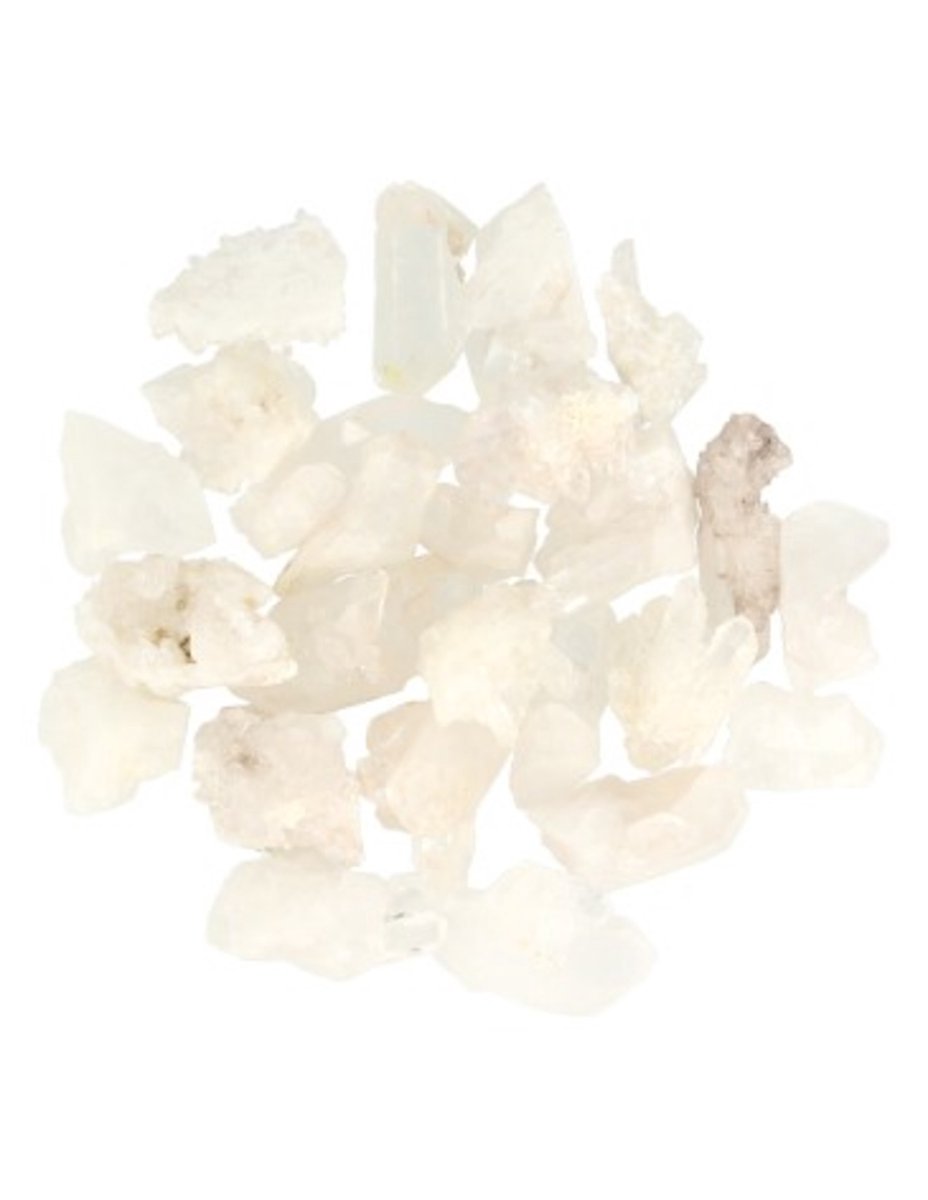Ruben Robijn Bergkristal A Brazilië 250 gr. ruwe clustertjes/puntjes Wit / transparant