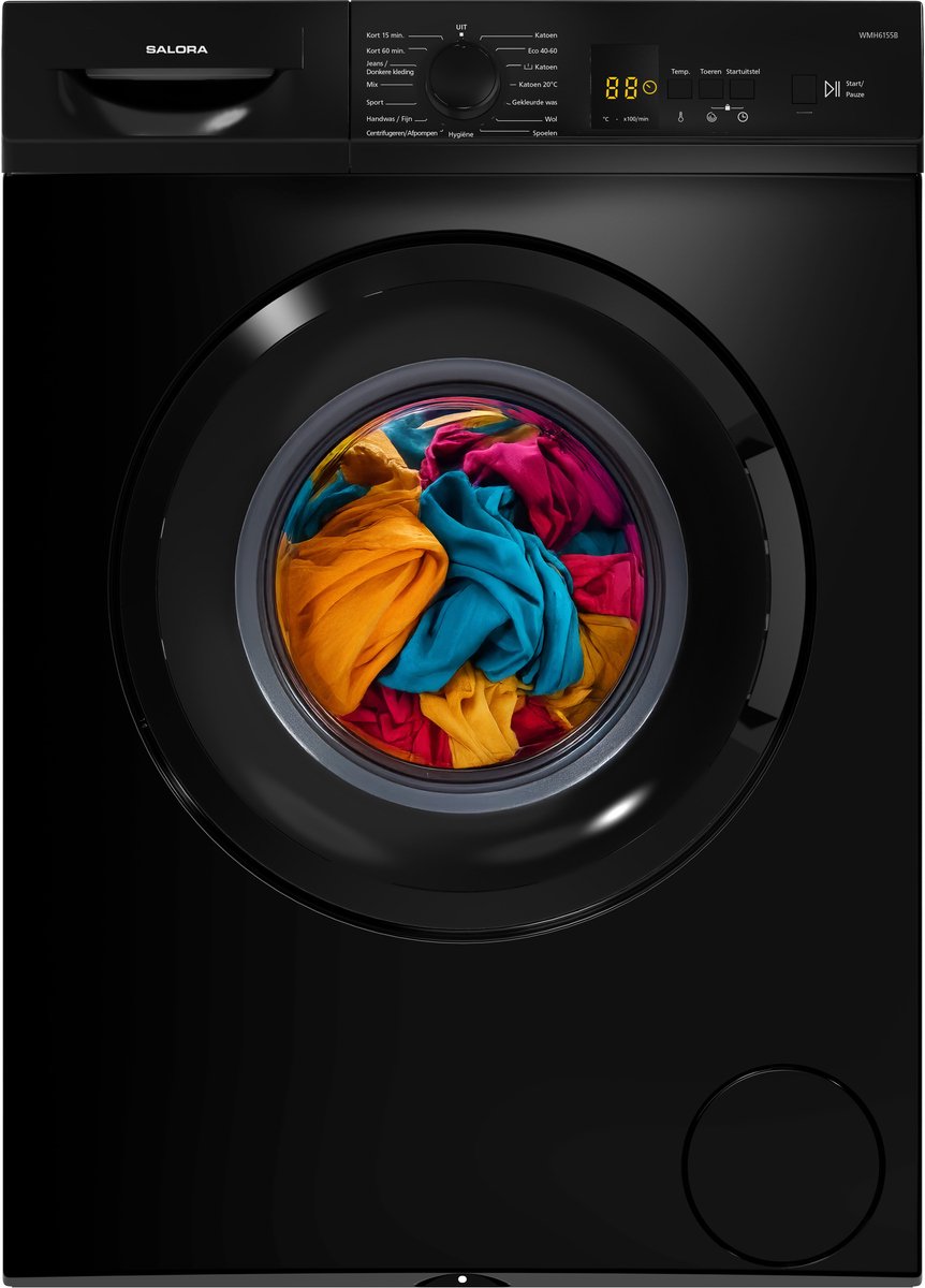 Salora WMH6155B - Wasmachine - 6 kg - 1000 RPM - Wasmachines - Zwart