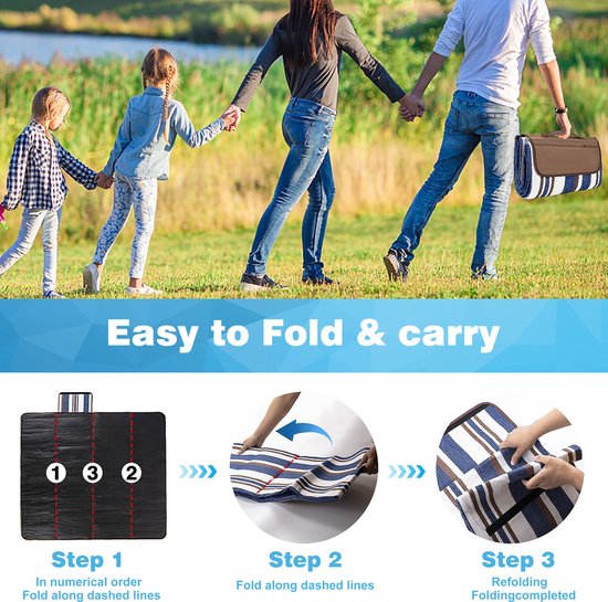 YONO Couverture de pique-nique imperméable - 200 x 150 cm - Couverture de pique-nique - Serviette de plage - Couverture d'extérieur XL