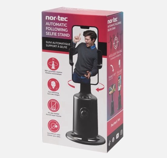 Automatisch Volgstatief met 360° Rotatie – Selfie Statief met Bewegingssensor & Face Tracking – Smartphone | Auto Face Tracking Smartphone Houder Verstelbare Ondersteuning Gebaarherkenning| Mobiele Telefoon/Gimbal Stabilisator/Reis