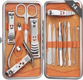 H&S Manicure & pedicure nagelset voor dames en heren - 14-delige reis-nagelverzorgingsset - Roestvrij stalen nagelset met ook nagelschaar en nagelknipper in kunstleren nageletui