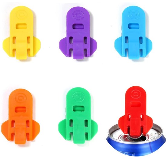 12 Stuks Drankblikjes Deksels + 6 Openers - Blikafsluiters Voor Frisdrank, Bier - ABS & Siliconen