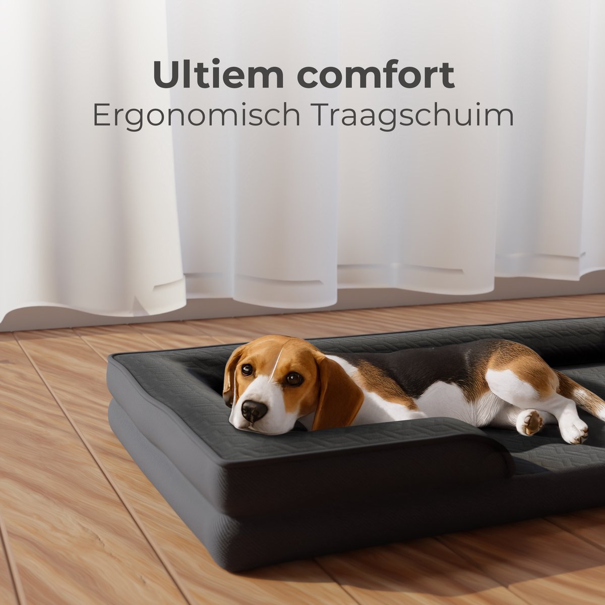 CozySense® Orthopedische Hondenmand 100x70 cm - Maat XL - Waterdicht Hondenbed met Wasbare Hoes - Geschikt Als Benchkussen - Zwart – foto 4