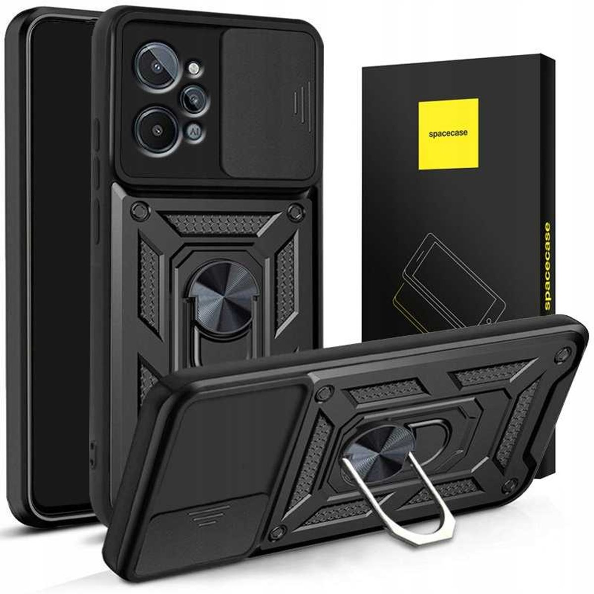 Spacecase Case Cover Voor Realme C31 Telefoon Zwart