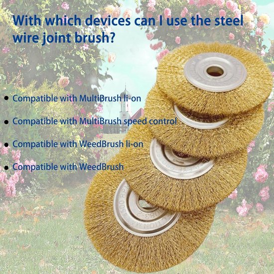 SnelShoppen - Set van 2 Stalen Draad Borstels voor Onkruid en Mos Verwijdering, Vervangende Borstels voor Tuin, Terras en Stoep, 115 mm, 16 mm Binneno van Snelshoppen — afbeelding 5