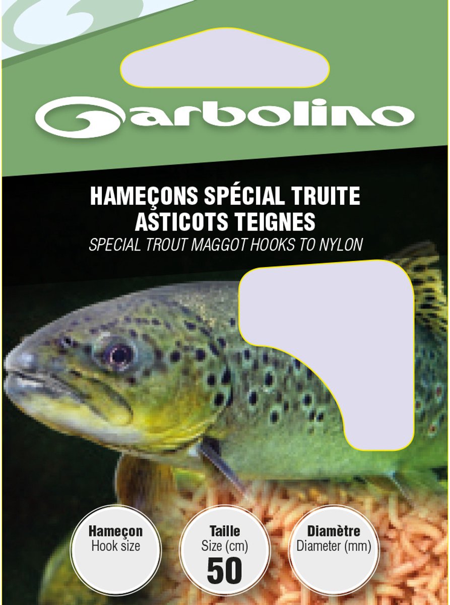 Garbolino Onderlijn Speciaal Forel Maden-Wasmot 50cm 10pcs - Maat : Haak 14 - 0.12mm