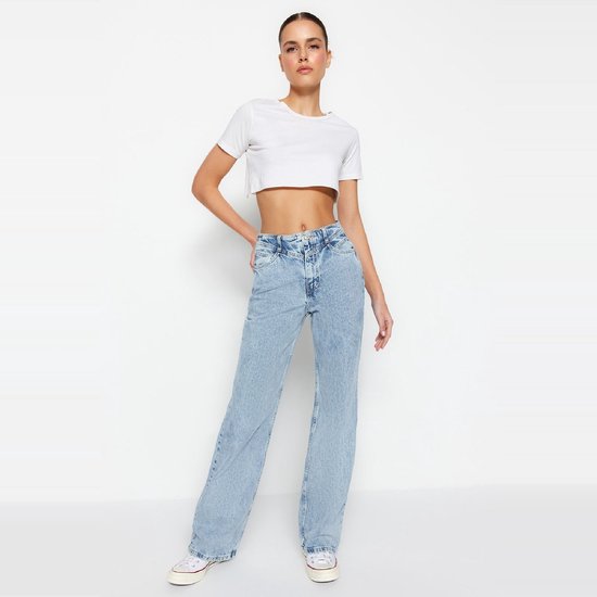 Dames flared jeans Y2K hoge taille wijde pijpen baggy jeans vloerlengte