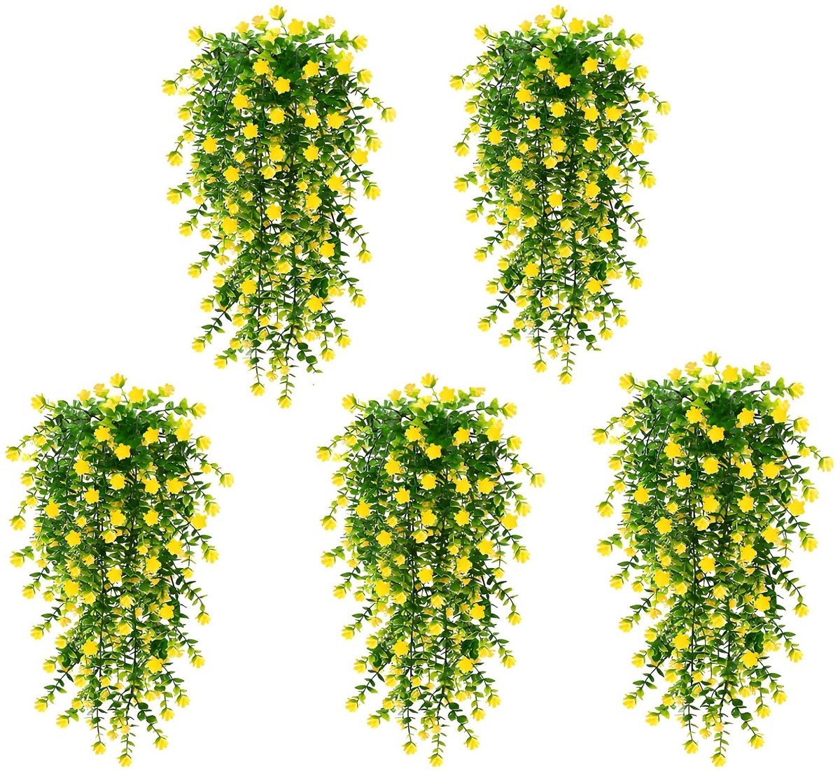 Unyqoos ® Levensechte Kleurvolle Kunstplanten voor Binnen en Buiten Decoratie, Set van 5 Stuks, Ideaal voor Feestelijke Evenementen Geel / Groen