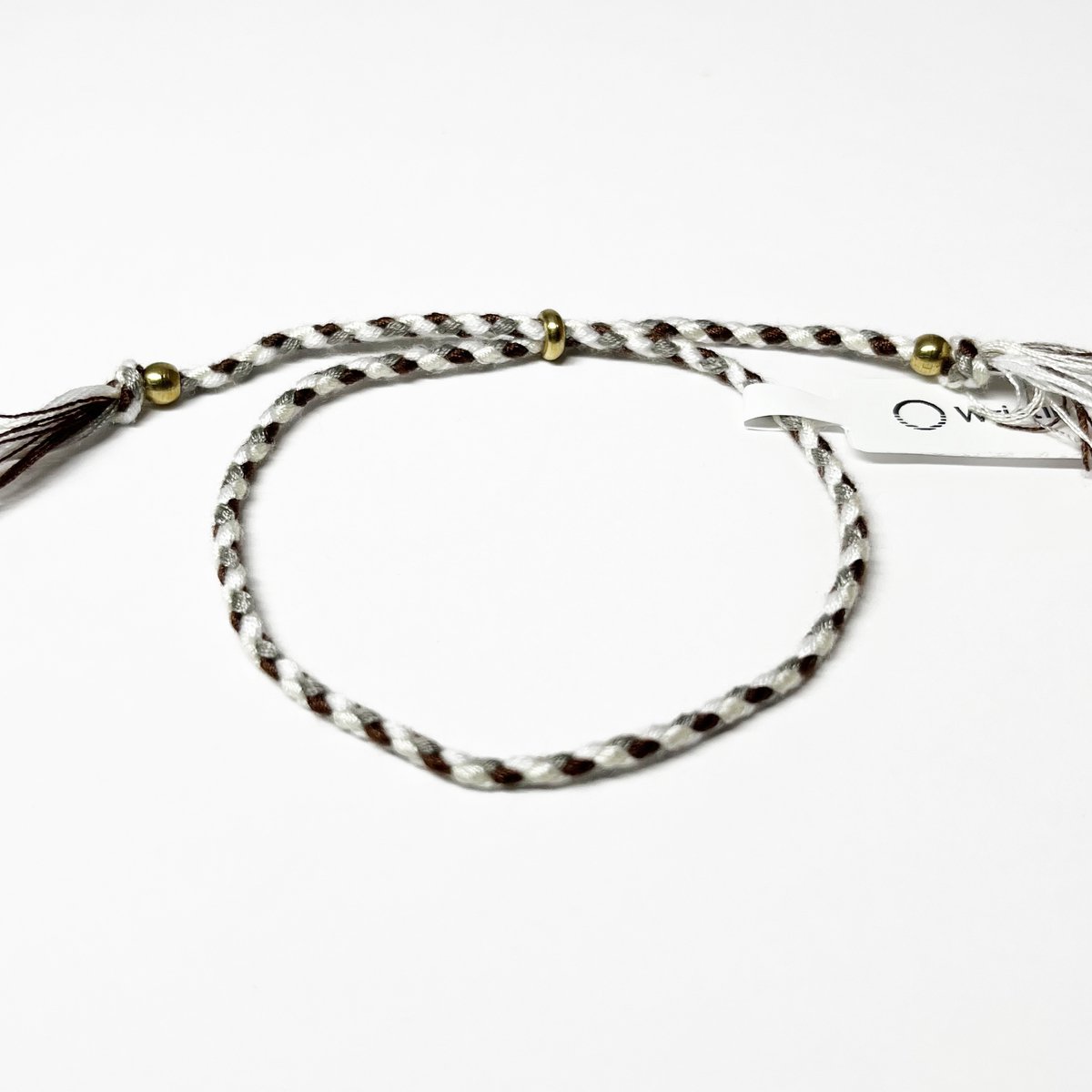 Wristin - Tibetaanse armband gevlochten wit/bruin/grijs