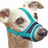 Aanpasbare hondenmuilkorf - Zachte nylon muilkorf - Reflecterende strips - Ademende bijtpreventie - Geschikt voor honden - Blauw -Maat M- 1 stuk