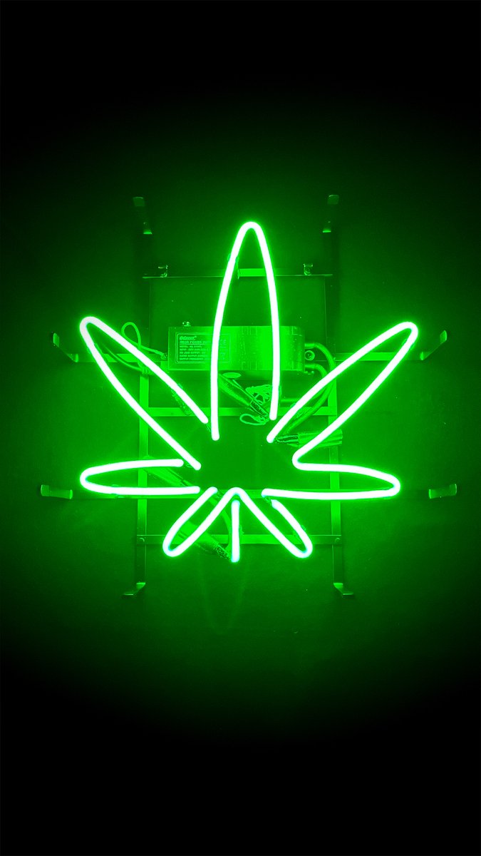 Wietblad - Glas Neon Sign - Groen