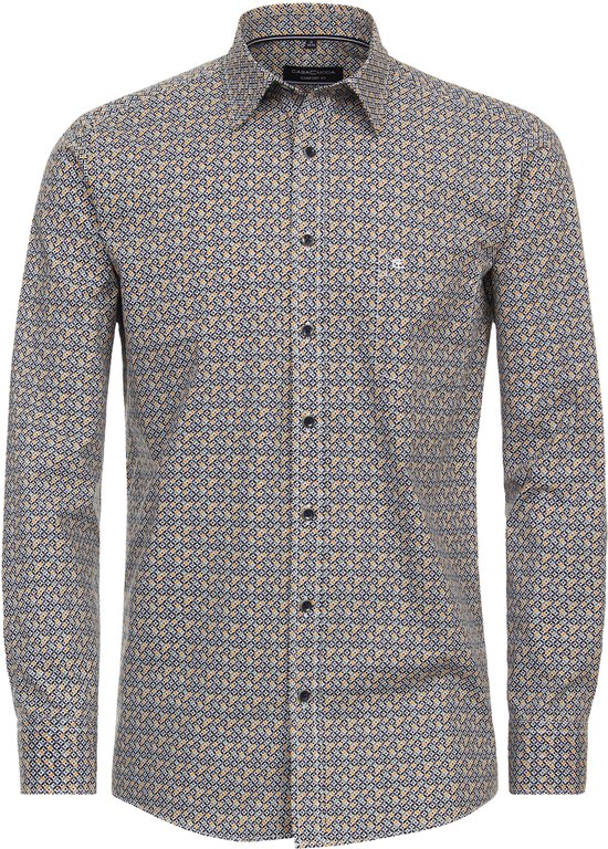 Chemise Sport confort CASA MODA - popeline - motif jaune - Repassage facile - Col : 49 - 50