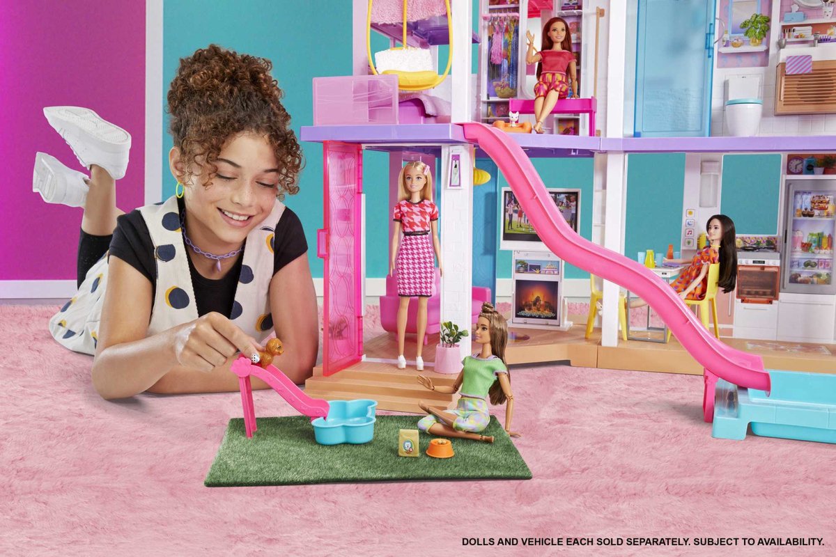 Barbie Droomhuis Poppenhuis – 109 cm Hoog - 3 Verdiepingen - Glijbaan - Lift - Zwembad en 75+ Accessoires — afbeelding 4