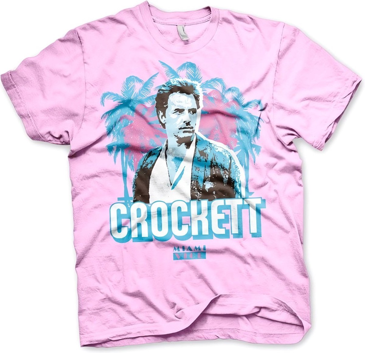 Miami Vice Crockett Palms T-Shirt Pink-L