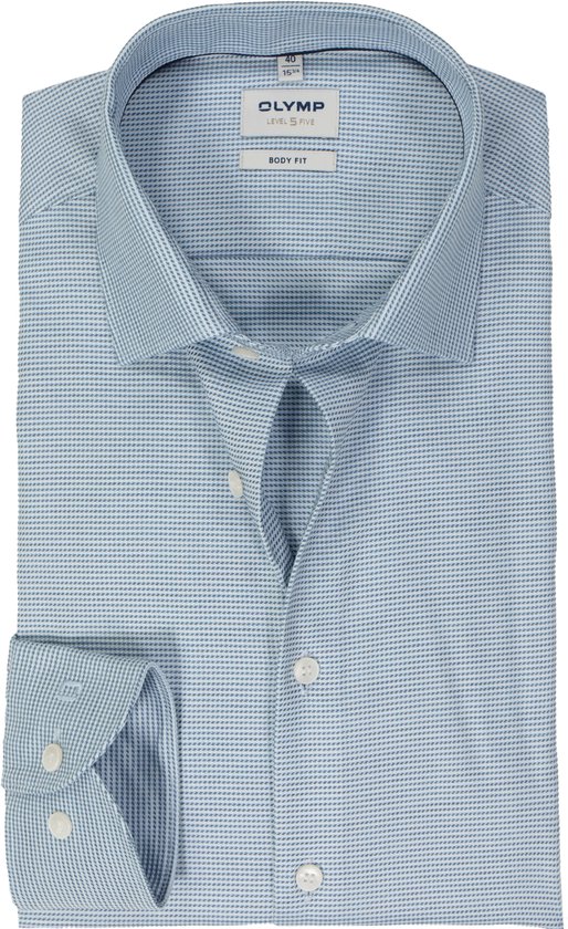 Chemise OLYMP Level 5 body fit - structurée - bleu clair - Repassage facile - Taille de col : 39