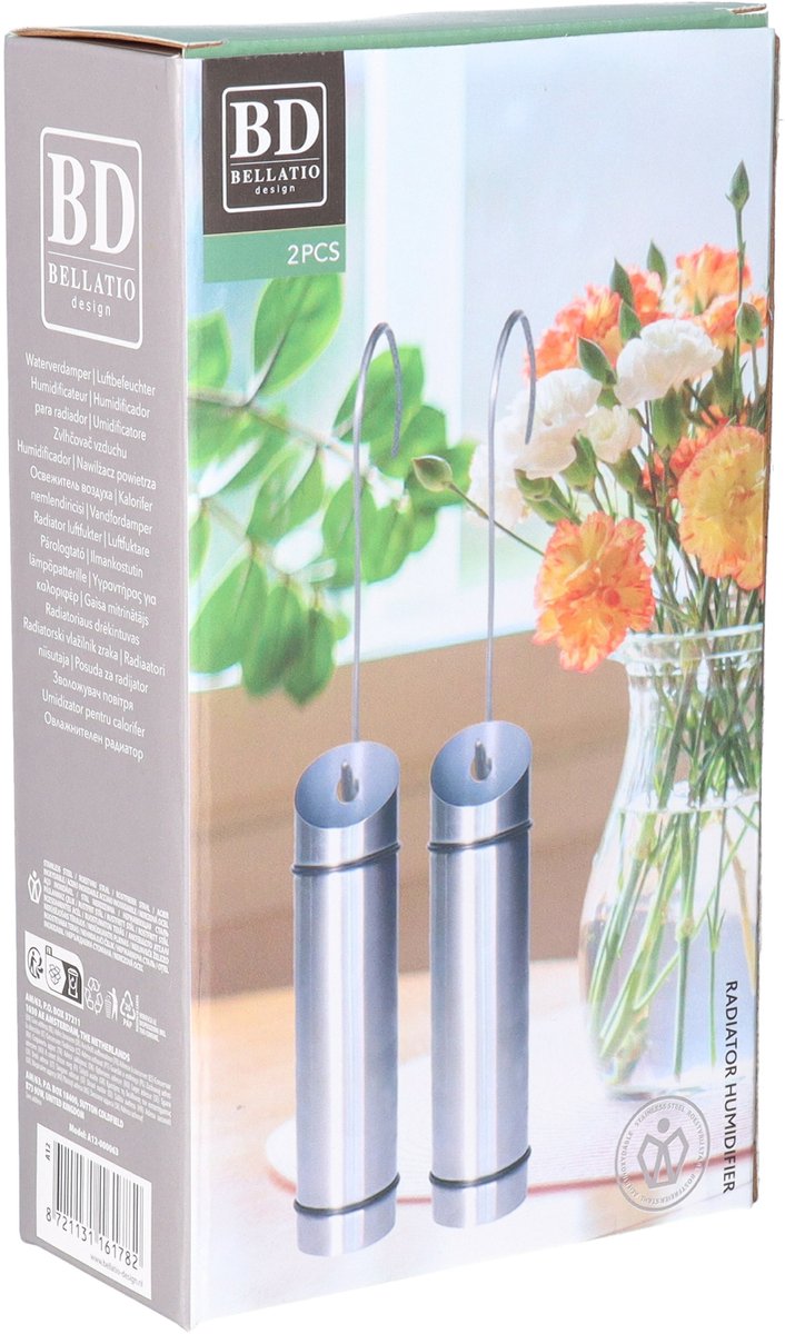 Koopman International Set van 4x stuks zilveren RVS verwarming waterverdampers thumbnail 3