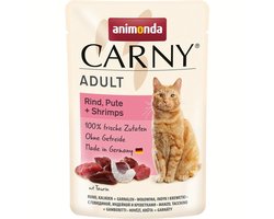 Animonda Kattenportiezakje Carny Adult 1x85g - rund, kalkoen + garnalen
