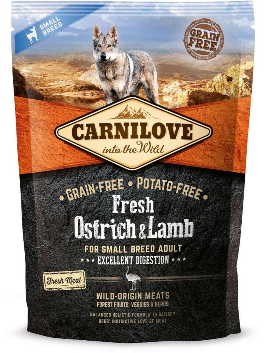 Carnilove Carnilove Grain Free Fresh Ostrich & Lamb Adult Small Breed 1,5 kg - Hond - Honden droogvoer