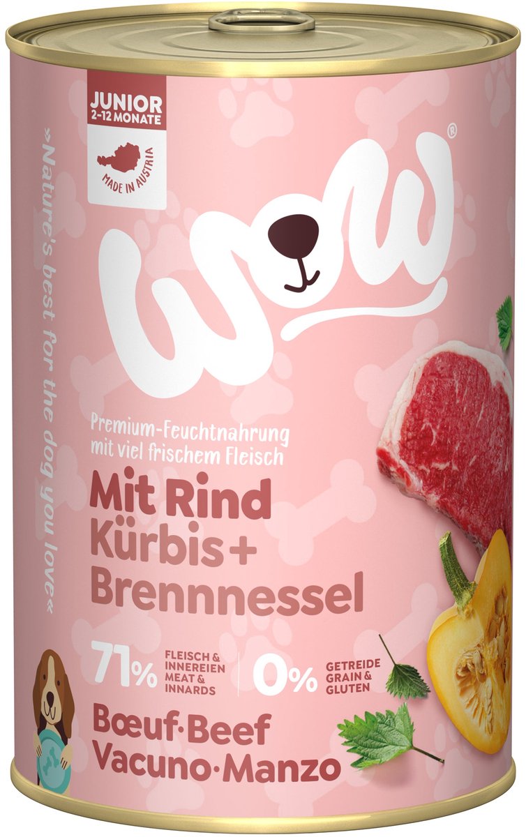 Wow WOW! Junior hondenvoer - blik - rund - 6 x 400 g
