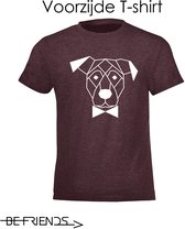 Be Friends T-Shirt - Hond & Strik - Dames - Bordeaux - Maat S