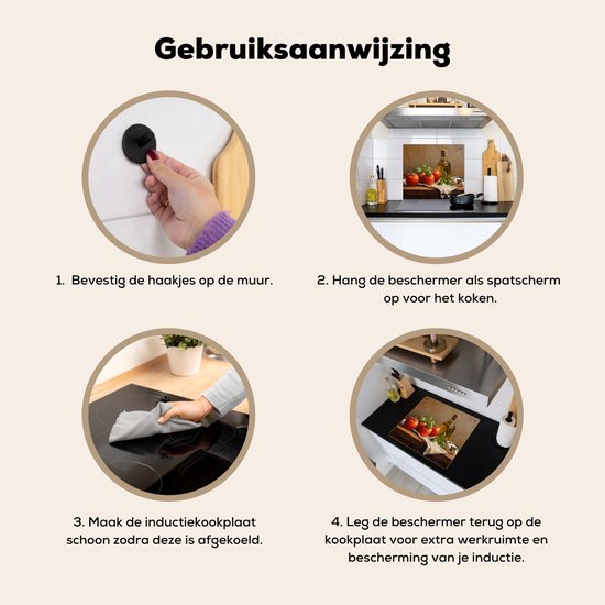 KitchenYeah® Protection plaque induction 57.6x51.6 cm - Tomates - Huile d'olive - Nature morte - Protege plaque de cuisson - Couvre plaque induction - Protecteur d'induction - Cuisine