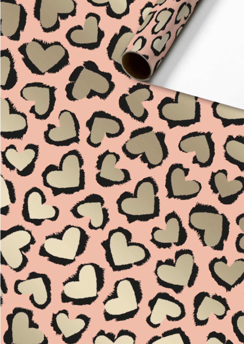 Cadeaupapier 70x150 cm - Cassy - Harten - Panter
