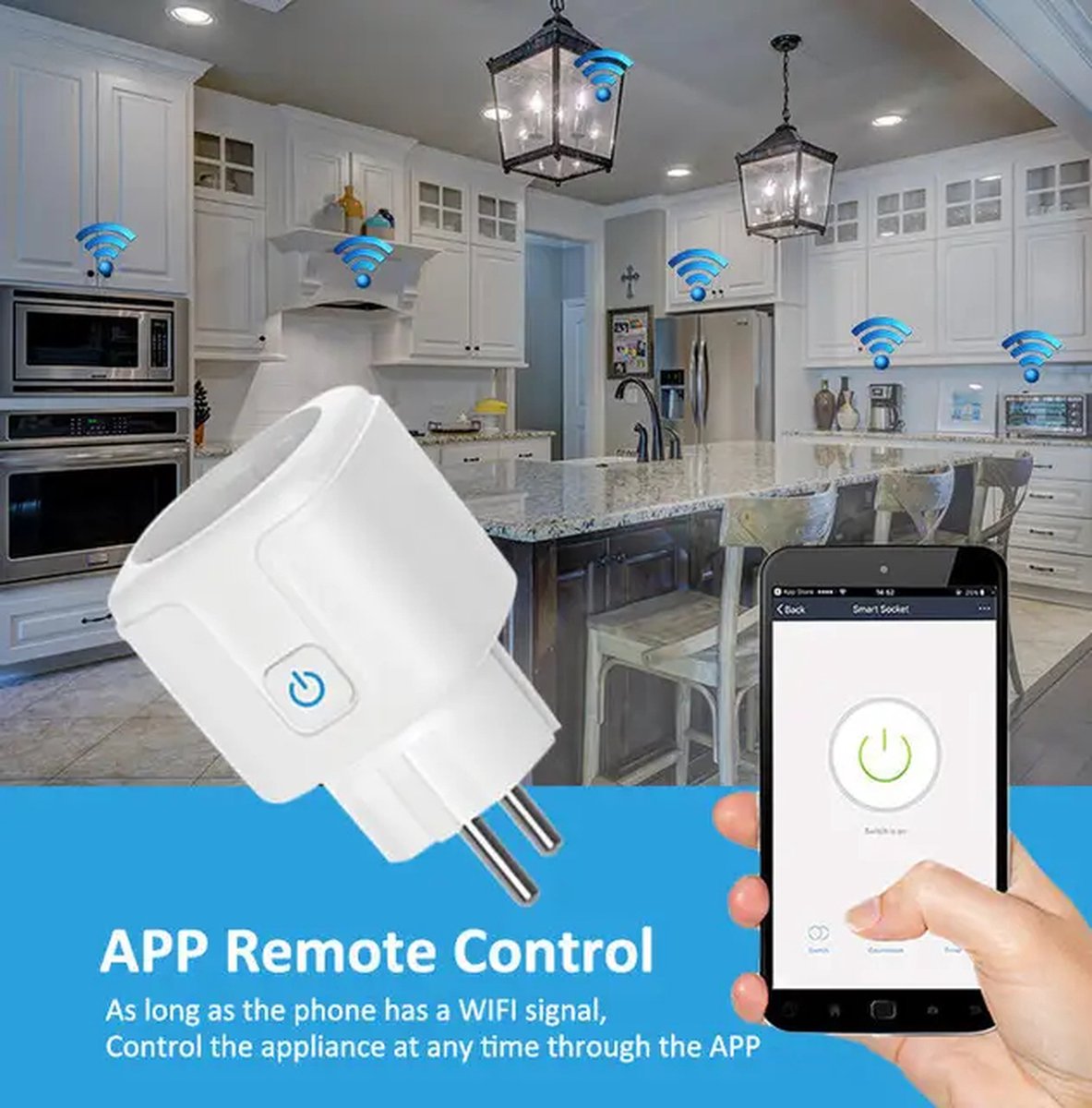 4 x Slimme stekker met wifi en Tuya-smartlife app wit. Smart plug Google Home & Amazon Alexa compatibel en smart things. Werkt met iOS en Android.